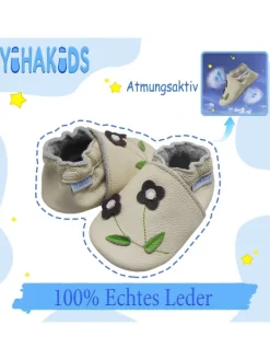 Yihakids Baby Krabbelschuhe aus Leder, weiche Lauflernschuhe mit rutschfester Sohle> Krabbelschuhe