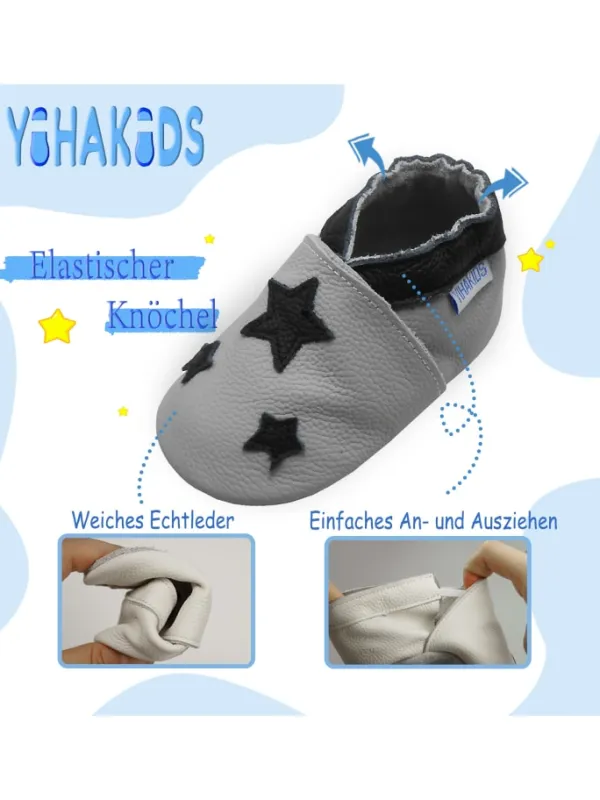 Yihakids Baby Krabbelschuhe aus Leder, weiche Lauflernschuhe mit rutschfester Sohle Sale