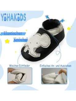 Yihakids Baby Krabbelschuhe aus Leder, weiche Lauflernschuhe mit rutschfester Sohle Discount