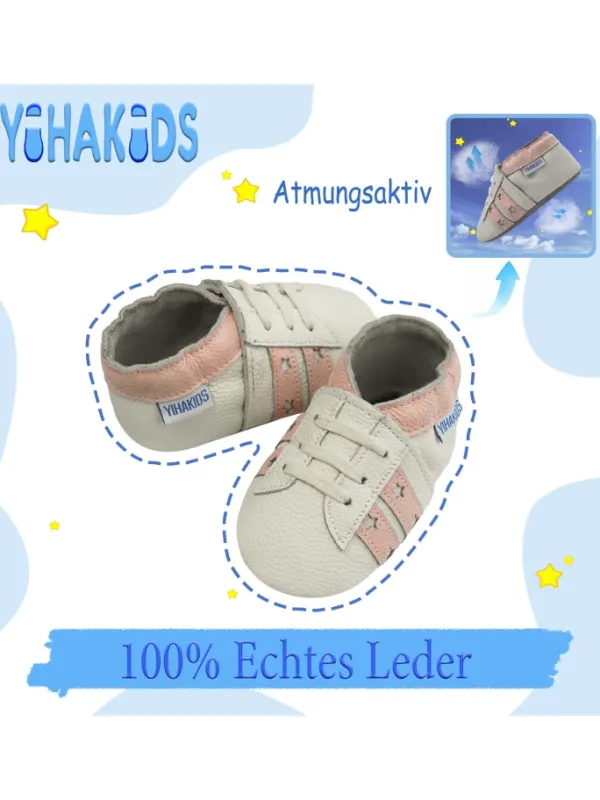 Yihakids Baby Krabbelschuhe aus Leder, weiche Lauflernschuhe mit rutschfester Sohle> Krabbelschuhe