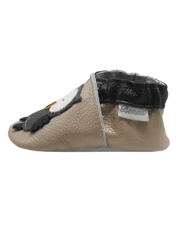 Bemesu Baby Krabbelschuhe aus Leder, weiche Lauflernschuhe mit rutschfester Sohle
