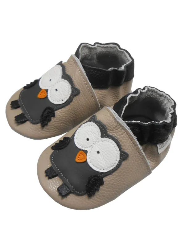 Bemesu Baby Krabbelschuhe aus Leder, weiche Lauflernschuhe mit rutschfester Sohle