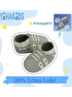 Yihakids Baby Krabbelschuhe aus Leder, weiche Lauflernschuhe mit rutschfester Sohle Outlet