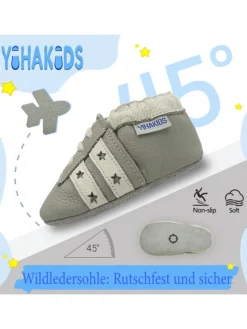 Yihakids Baby Krabbelschuhe aus Leder, weiche Lauflernschuhe mit rutschfester Sohle Outlet