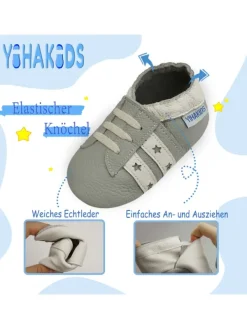 Yihakids Baby Krabbelschuhe aus Leder, weiche Lauflernschuhe mit rutschfester Sohle Outlet