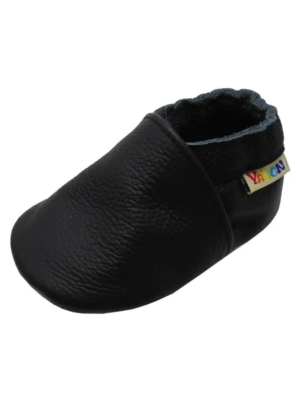 Yalion Baby Krabbelschuhe aus Leder mit rutschfester Sohle – Schwarz Best