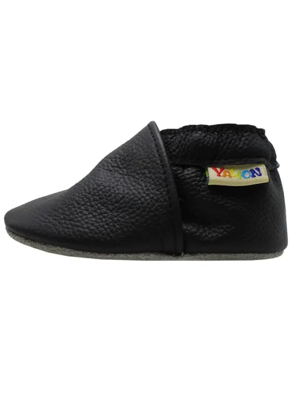 Yalion Baby Krabbelschuhe aus Leder mit rutschfester Sohle – Schwarz Best