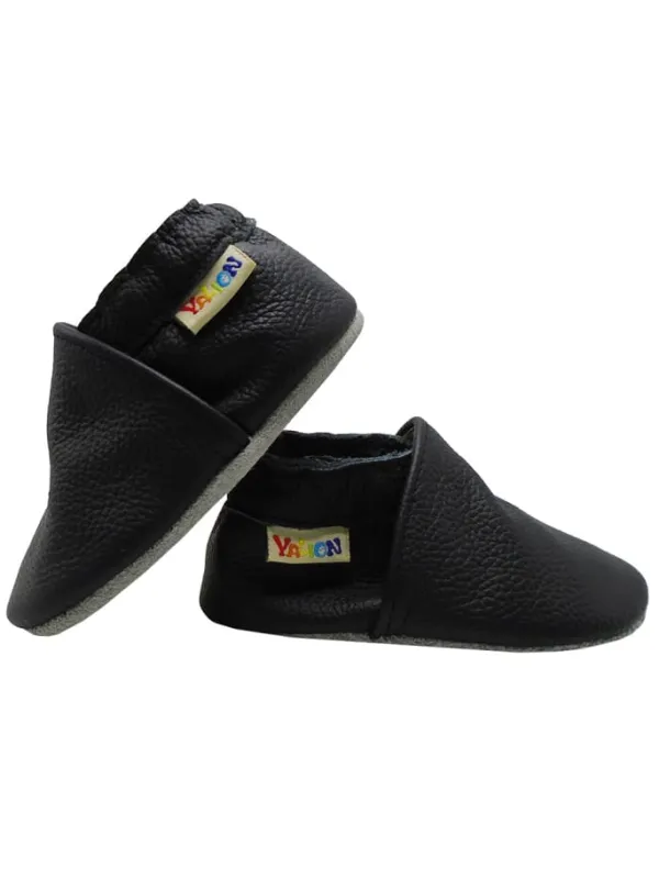 Yalion Baby Krabbelschuhe aus Leder mit rutschfester Sohle – Schwarz Best