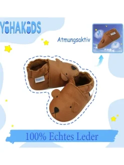 Yihakids Baby Krabbelschuhe aus Leder, weiche Lauflernschuhe mit rutschfester Sohle> Krabbelschuhe