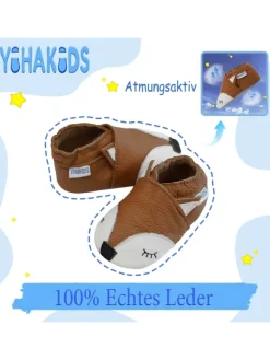 Yihakids Baby Krabbelschuhe aus Leder, weiche Lauflernschuhe mit rutschfester Sohle> Krabbelschuhe