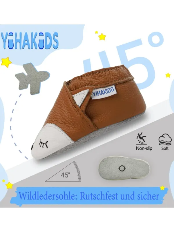 Yihakids Baby Krabbelschuhe aus Leder, weiche Lauflernschuhe mit rutschfester Sohle> Krabbelschuhe
