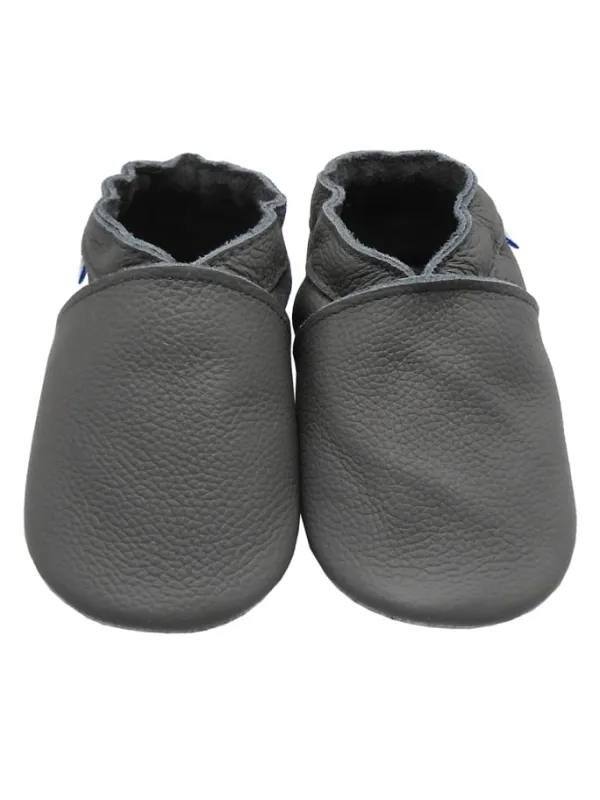 Yihakids Baby Leder Krabbelschuhe, mit rutschfester Sohle – Grau New