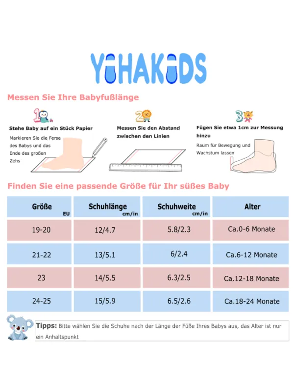 Yihakids Baby Leder Krabbelschuhe, mit rutschfester Sohle – Grau New