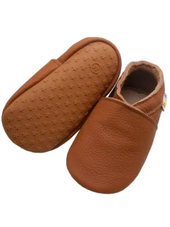 Yalion Baby Leder Krabbelschuhe, mit rutschfester harter Sohle – Braun Outlet