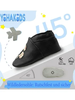 Yihakids Baby Leder Krabbelschuhe,Schwarz,mit rutschfester und weicher Sohle-Blumenmuster Sale