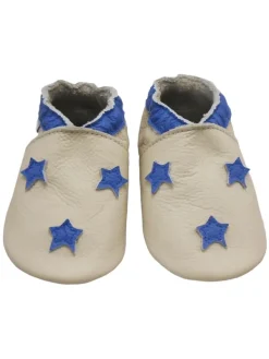 Bemesu Baby-Leder-Laufschuhe, komfortabel mit rutschfester Sohle- blauen Sternenmotiven> Krabbelschuhe