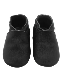 Basrakids Baby-Leder-Laufschuhe, komfortabel mit rutschfester Sohle - Schwarz> Krabbelschuhe