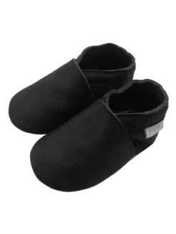 Basrakids Baby-Leder-Laufschuhe, komfortabel mit rutschfester Sohle - Schwarz> Krabbelschuhe