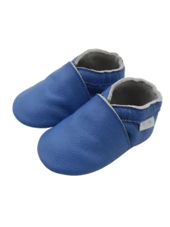 Basrakids Baby-Leder-Laufschuhe, komfortabel mit rutschfester Sohle - Blau Discount