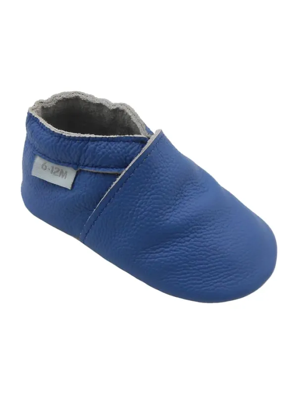 Basrakids Baby-Leder-Laufschuhe, komfortabel mit rutschfester Sohle - Blau Discount