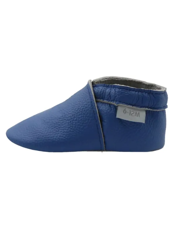 Basrakids Baby-Leder-Laufschuhe, komfortabel mit rutschfester Sohle - Blau Discount