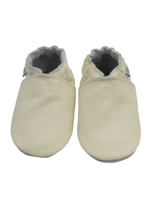 Bemesu Baby-Leder-Laufschuhe, komfortabel mit rutschfester Sohle - Weiß> Krabbelschuhe