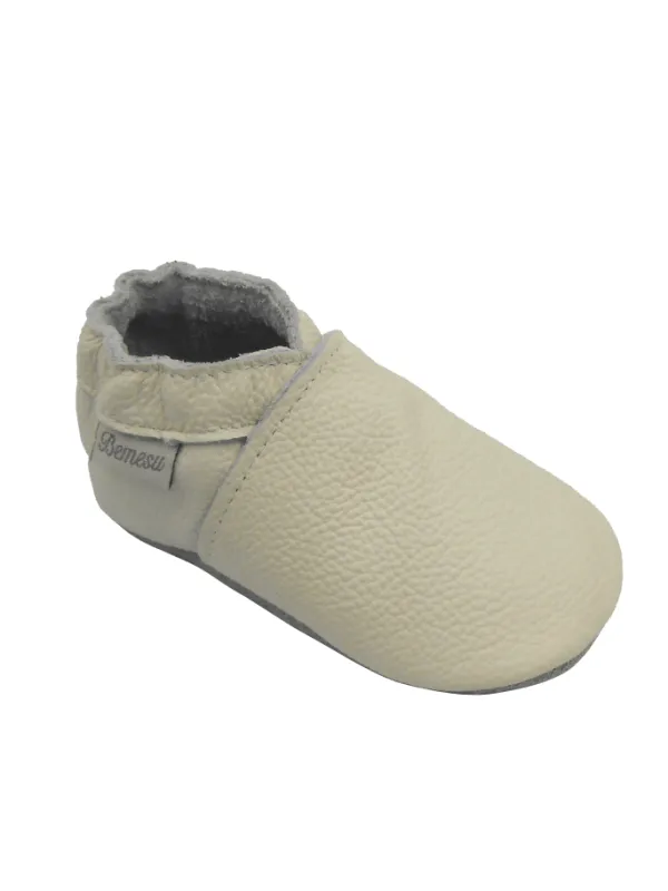 Bemesu Baby-Leder-Laufschuhe, komfortabel mit rutschfester Sohle - Weiß> Krabbelschuhe