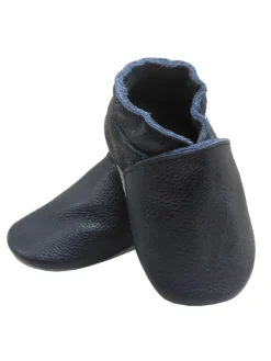 Bemesu Baby-Leder-Laufschuhe, komfortabel mit rutschfester Sohle - Dunkelblau Clearance