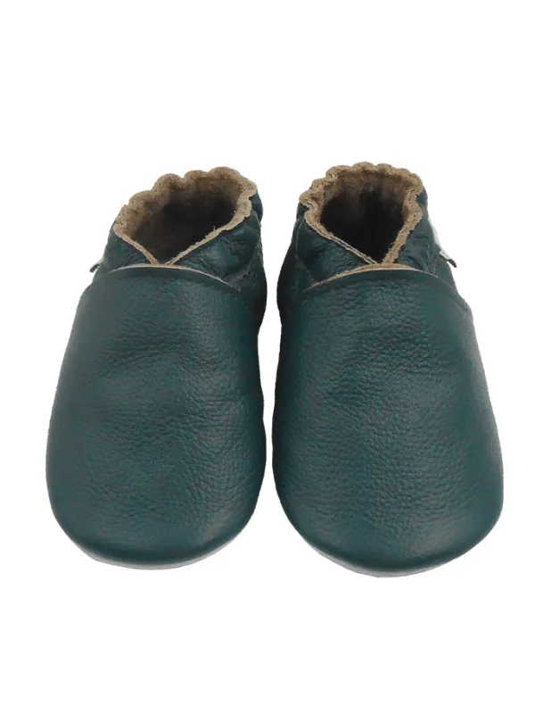Bemesu Baby-Leder-Laufschuhe, komfortabel mit rutschfester Sohle - Dunkelgrün> Krabbelschuhe