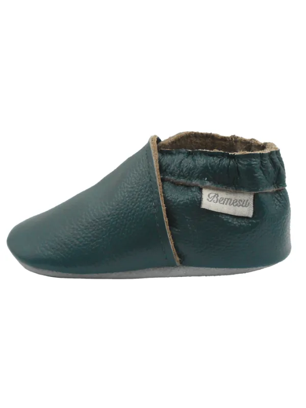 Bemesu Baby-Leder-Laufschuhe, komfortabel mit rutschfester Sohle - Dunkelgrün> Krabbelschuhe