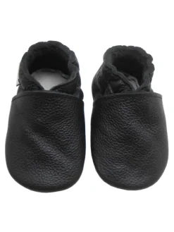 Bemesu Baby-Leder-Laufschuhe, komfortabel mit rutschfester Sohle - Schwarz Hot