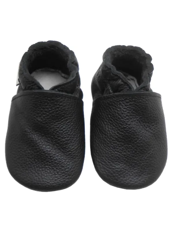 Bemesu Baby-Leder-Laufschuhe, komfortabel mit rutschfester Sohle - Schwarz Hot