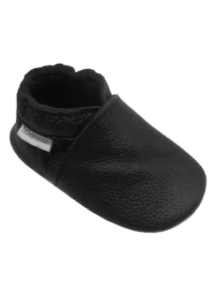 Bemesu Baby-Leder-Laufschuhe, komfortabel mit rutschfester Sohle - Schwarz Hot