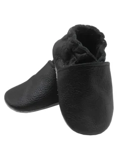 Bemesu Baby-Leder-Laufschuhe, komfortabel mit rutschfester Sohle - Schwarz Hot