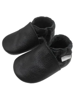 Bemesu Baby-Leder-Laufschuhe, komfortabel mit rutschfester Sohle - Schwarz Hot