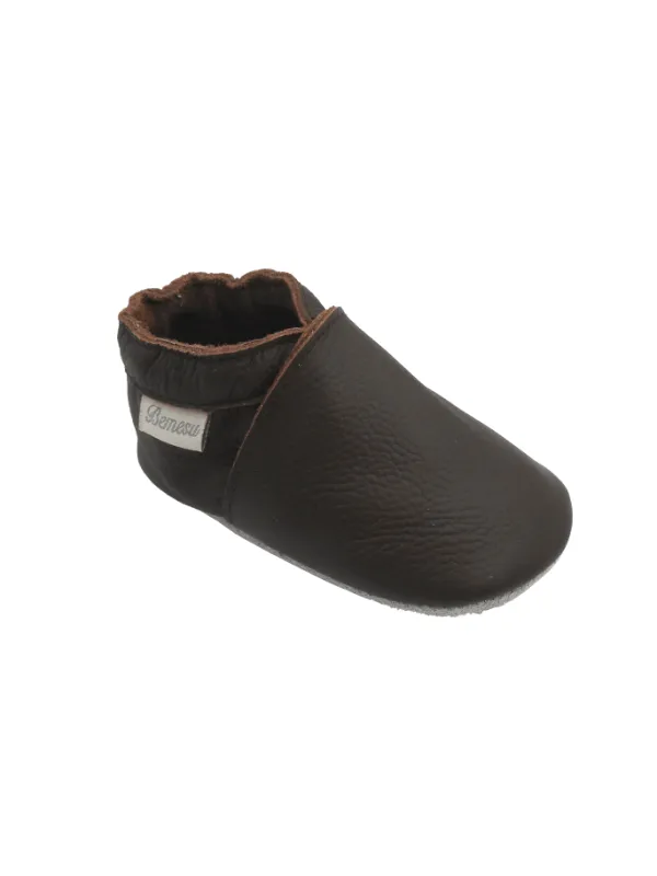 Bemesu Baby-Leder-Laufschuhe, komfortabel mit rutschfester Sohle - Hellbraun> Krabbelschuhe