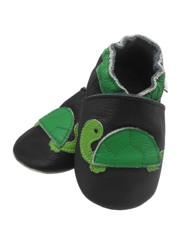 Bemesu Baby-Leder-Laufschuhe, komfortabel mit rutschfester Sohle-Schildkrötenmuster> Krabbelschuhe