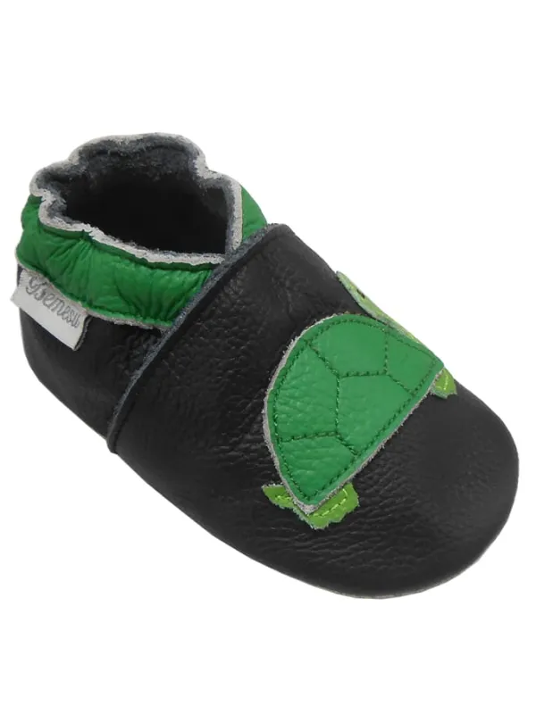 Bemesu Baby-Leder-Laufschuhe, komfortabel mit rutschfester Sohle-Schildkrötenmuster> Krabbelschuhe