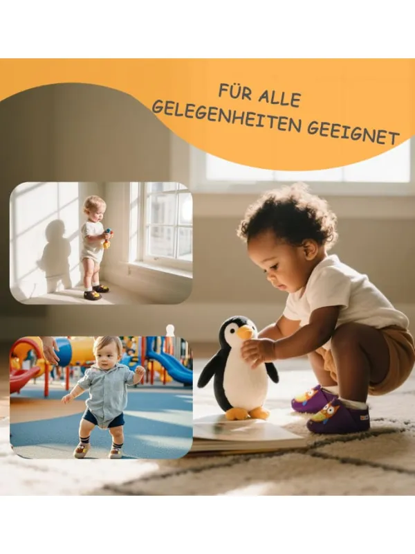Yalion Baby-Lederlaufschuhe mit rutschfester Sohle – khaki mit Fuchsmotiv> Krabbelschuhe