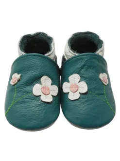Yalion Baby-Lederlaufschuhe mit rutschfester Sohle – dunkelgrün mit Blumenmuster Online