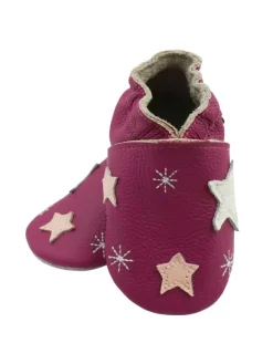Bemesu Baby-Leder-Laufschuhe, mit rutschfester Sohle - Schneeflocken- und Sternenmuster Best