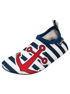 Playshoes Badeschuhe in Dunkelblau/ Weiß