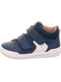 superfit Barfuß Leder-Stiefeletten "Superfree" in Dunkelblau/ Weiß>Kinder Halbschuhe|Halbschuhe·Slipper