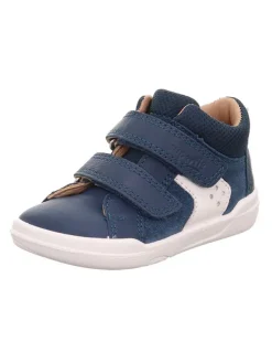 superfit Barfuß Leder-Stiefeletten "Superfree" in Dunkelblau/ Weiß>Kinder Halbschuhe|Halbschuhe·Slipper