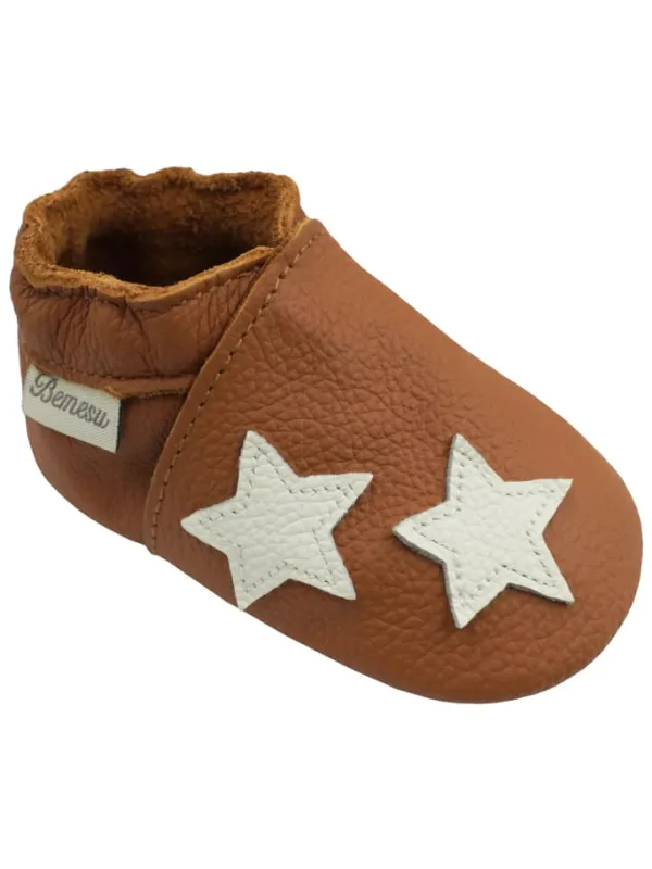 Bemesu Braune Baby-Lederschuhe, komfortable rutschfeste Sohle - Sternmuster Sale