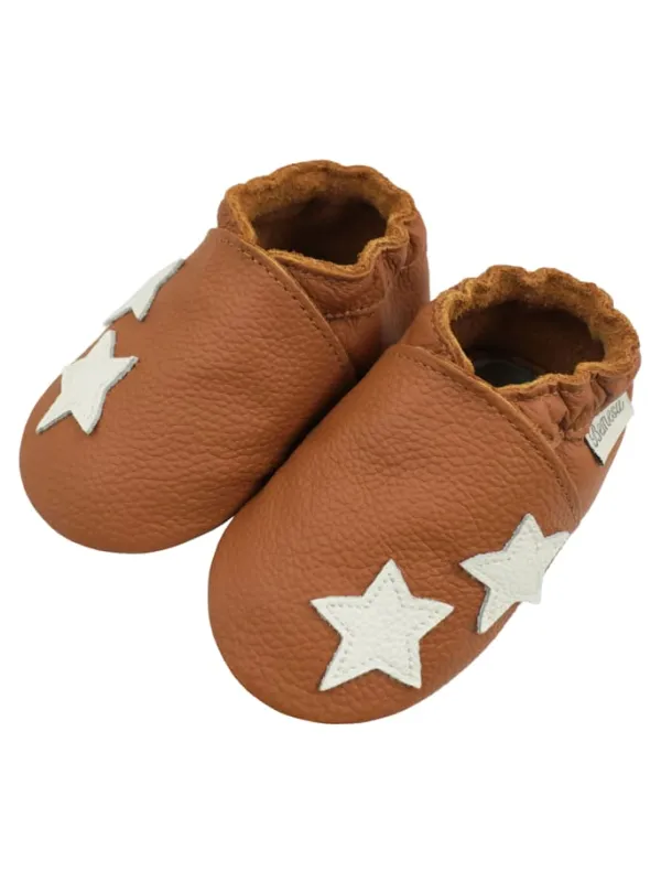 Bemesu Braune Baby-Lederschuhe, komfortable rutschfeste Sohle - Sternmuster Sale