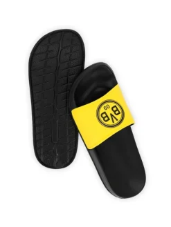 BVB Iconic Lifestyle Badeschlappen in schwarzgelb>Kinder Badeschuhe