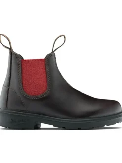 Blundstone Chelsea Boot "2590 Brown Leather with Crimson Elastic (Kids)" in Braun Outlet