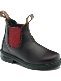 Blundstone Chelsea Boot "2590 Brown Leather with Crimson Elastic (Kids)" in Braun Outlet