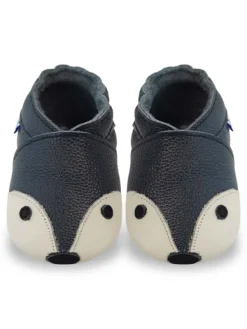 Yihakids Dunkelblaue Baby Leder Krabbelschuhe, mit rutschfester Sohle – Fuchs-Muster> Krabbelschuhe
